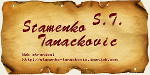 Stamenko Tanacković vizit kartica